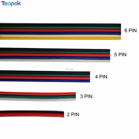 2pin 3pin 4pin 5pin 6pin Cable de extensión Cable 22AWG Led conector para WS2812 WS2811 RGB RGBW RGB CCT 5050 3528 tira de LED ► Foto 1/6