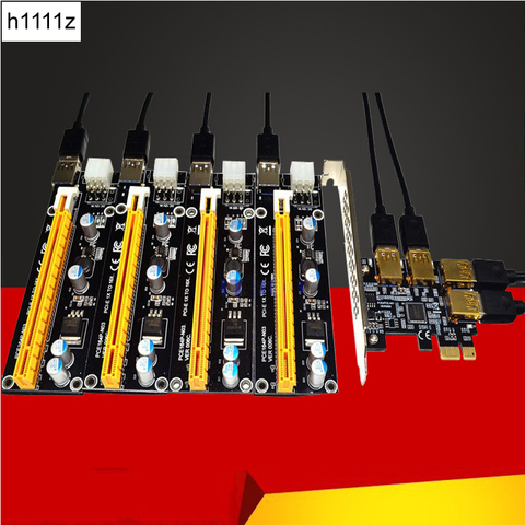 Tarjeta elevadora PCIe 1 a 4 PCI express, adaptador de ranura PCI-E de 1X a 4 PCI-e, Multiplicador de puerto USB 3,0 para minería, novedad ► Foto 1/1