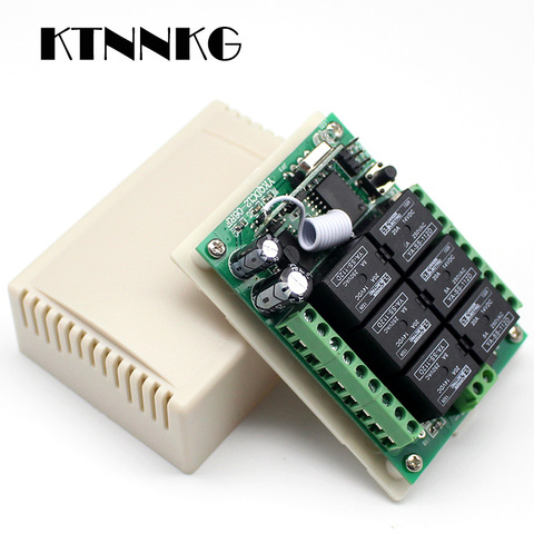 KTNNKG DC 12 V 6 bandas módulo de relé remoto interruptor de luz inalámbrico Control receptor 433 MHz con 6 botones RF transmisor DropShipping. exclusivo. ► Foto 1/6