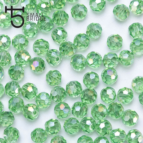 100 piezas 4mm Austria verde talló la bola rebordea las mujeres Diy accesorios para joyería Makging espaciador granos de cristal al por mayor z153 ► Foto 1/6
