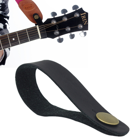 Correa de guitarra de cuero negro con botón de cierre seguro para accesorios de guitarra clásica eléctrica acústica ► Foto 1/6