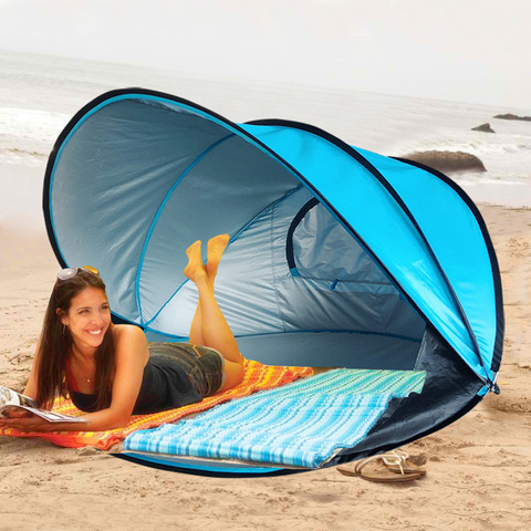 Sombrilla de protección solar para tienda de playa, carpa de acampada de doble carpa plegable, abierta y de velocidad automática para exteriores ► Foto 1/4