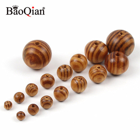 Bolas redondas de madera de pino Natural de 6-30 MM para hacer joyas espaciador Diy artesanía de madera decoración del hogar ► Foto 1/3