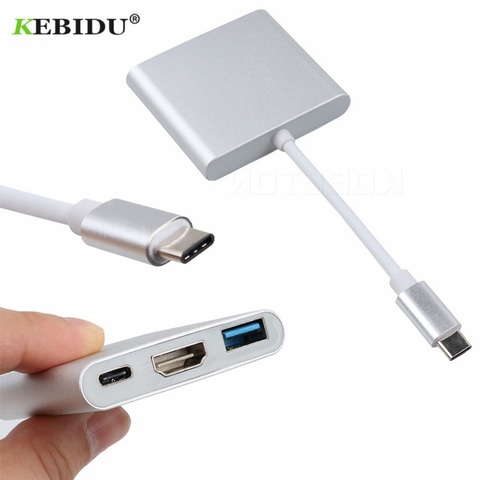 Kebidu tipo C a HDMI USB 3,0 convertidor de adaptador de carga USB-C 3,1 Hub adaptador para Mac aire Pro Huawei Mate10 samsung S8 más nuevo ► Foto 1/6