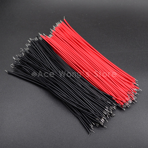 100 Uds Cable de puente de placa de pruebas cables conserva 24AWG / 26AWG 10cm negro y rojo de ► Foto 1/4