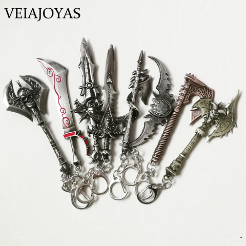 17 estilos Hot Movie Game Alliance figura arma llavero 12 cm Axe Frostmourne Illidan Storm Alloy Sword llaveros Chaveiro hombres ► Foto 1/6