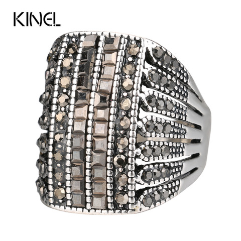 Kinel punk rock negro anillos de cristal para las mujeres vintage accesorios del banquete de boda regalo de amor moda gran mariposa anillo ► Foto 1/6