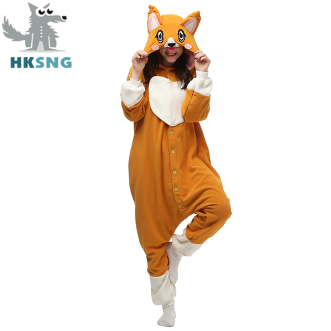 2017 Nuevo Animal adulto lindo Corgi perro pijamas pie kig Onesies Cosplay disfraces en venta Unisex ropa de dormir regalo de Navidad ► Foto 1/4