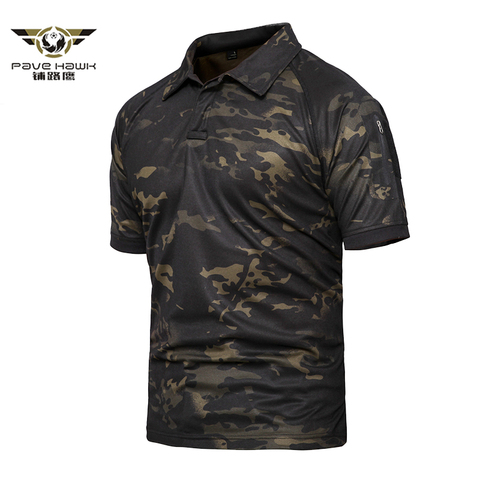Polo táctico de combate del Ejército para hombre, camisas militares transpirables de manga corta de secado rápido, de talla grande 4XL 5XL ► Foto 1/6