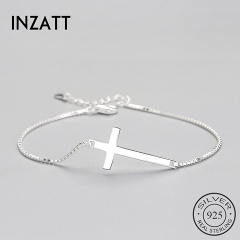 INZATT Punk genuino 925 plata esterlina Cruz pulsera para las mujeres caja de la fiesta de cumpleaños cadena exquisita moda joyería regalo del verano ► Foto 1/2