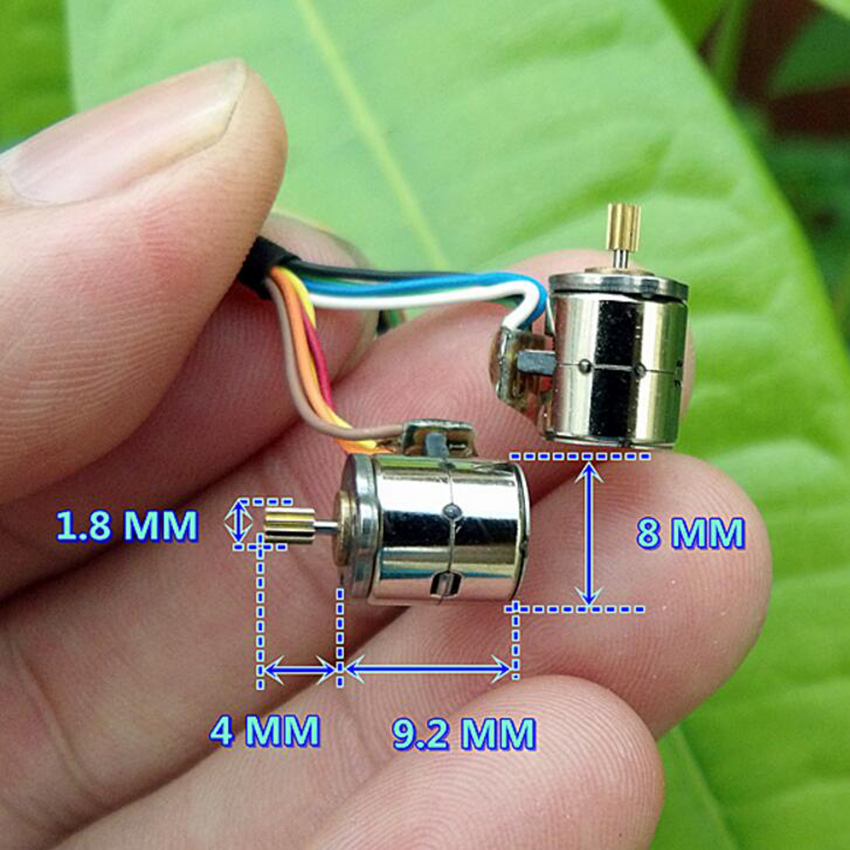2PCS 2 fases 4 cables Miniatura Mini Micro 8mm motor paso a paso Metal Cobre Gear L B 