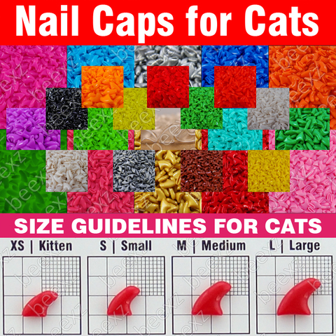 120 piezas de uñas tapas para gatos + 6x pegamento adhesivo + 6x aplicador/* XS s, M, L, pata, garra, cubierta, lote, gato */ ► Foto 1/6