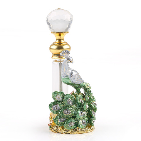 10 ml antiguo verde y oro pavo real de la vendimia del Perfume vacía rellenable botella regalos ► Foto 1/6