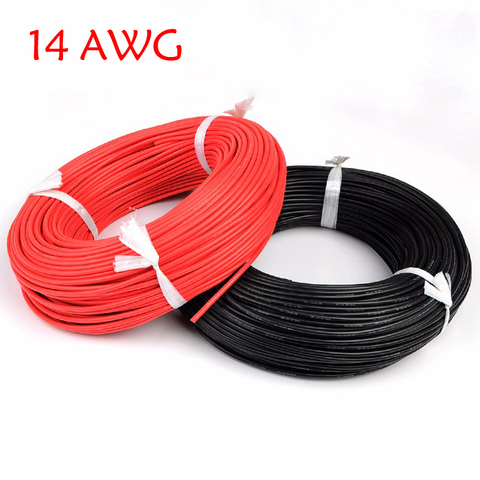 Cable de silicona para batería de modelo RC, Cable de conexión de 5 metros, rojo + 5 metros, negro, 14AWG, blando y resistente al calor, Gel de silicona, Cable eléctrico ► Foto 1/4