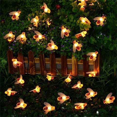 Funciona con pilas 10leds 20leds 30leds 40leds en forma de abeja led cadena luces Navidad vacaciones fiesta jardín luces de hadas decorativas ► Foto 1/6