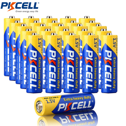 20 x PKCELL R6P 1,5 V AA R6P UM3 MN1500 E91 batería seca Super Heavy Duty 2A baterías para juguetes de Radio etc ► Foto 1/6