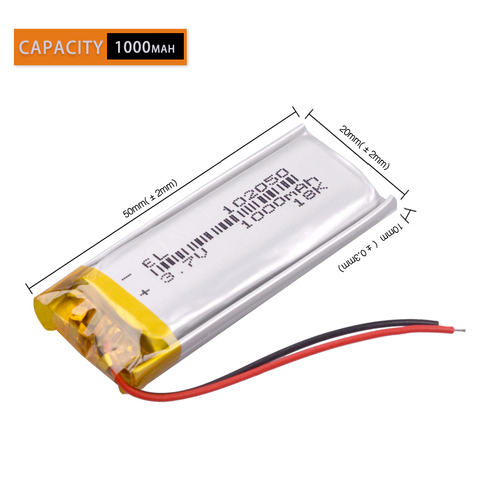 Batería de polímero de iones de litio 1000mah 3,7 V 102050 para MP3 MP4 MP5 GPS KTV batería para el hogar amplificador audio micrófono de computadora ► Foto 1/6