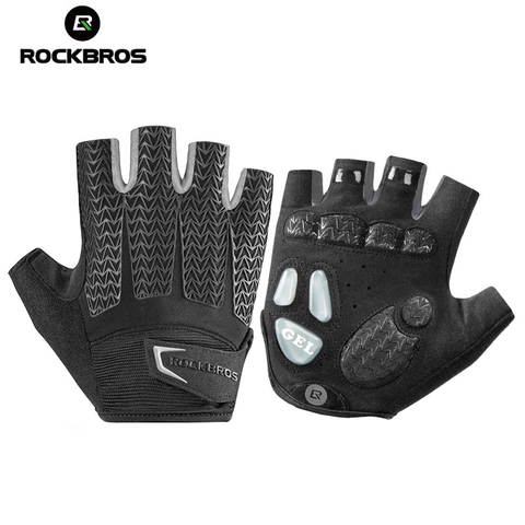 ROCKBROS-Guantes de Ciclismo profesionales para hombre y mujer, con almohadilla de GEL de medio dedo a prueba de golpes, antideslizantes para deportes de primavera y verano ► Foto 1/6