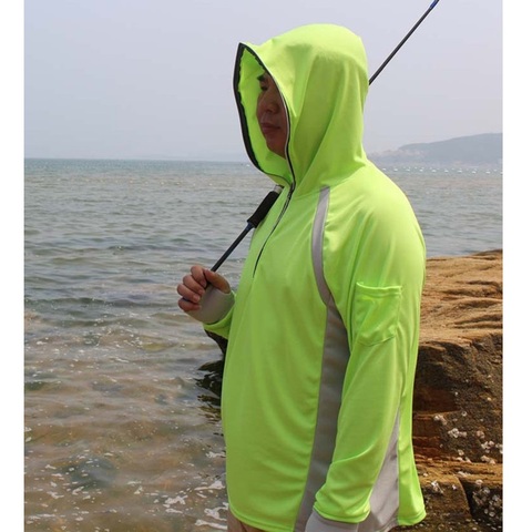 Camisa de pesca para hombre, ropa de Anti UV con capucha y protección solar, jersey de secado rápido, transpirable, para senderismo, camiseta de escalada ► Foto 1/6