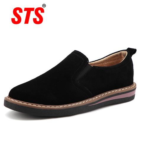 STS-zapatos planos de piel de ante para mujer, mocasines informales de tacón bajo, color negro, Jazz Oxford, para Primavera, 2022 ► Foto 1/6