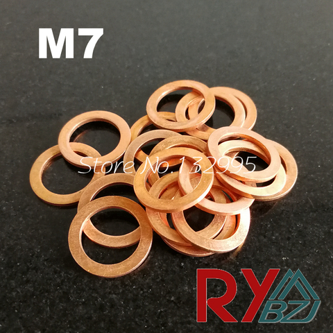 Arandela plana de cobre M7, junta de sellado, diámetro interior de 7mm, anillo de sellado, hoja fina T3, Arandela de cobre rojo ► Foto 1/6