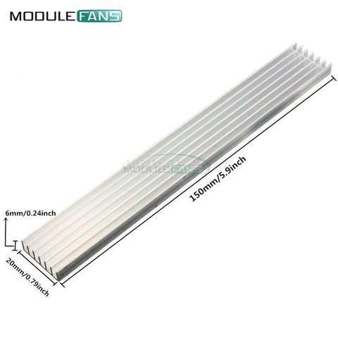 De plata disipador de calor LED disipador de calor de aluminio de aleta de refrigeración blanco 150x20x6mm ► Foto 1/3