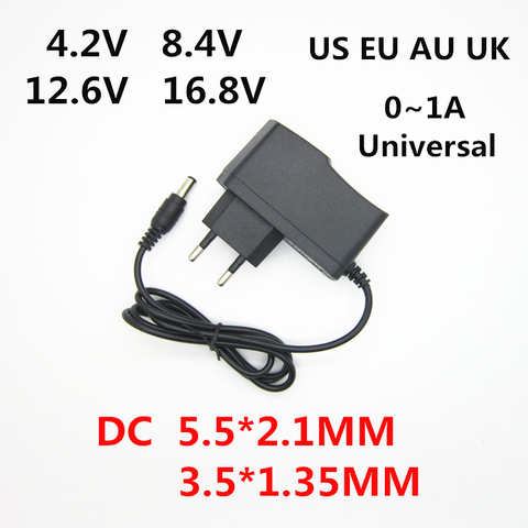 Adaptador de corriente para destornillador eléctrico, cargador de batería de litio de 4,2 V, 8,4 V, 12,6 V, 16,8 V, para 18650 1A, adaptador de corriente para destornillador eléctrico con cargador de 5,5mm * 2,1mm ► Foto 1/2