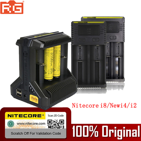 100%-cargador de batería Nitecore I8, Original, nuevo, I2, I4, LCD, inteligente, Li-ion, 18650, 14500, 16340, 26650, AAA, AA, 12V ► Foto 1/6