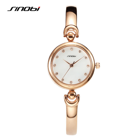 SINOBI-Relojes de pulsera dorados para mujer, reloj de lujo de cristal, de cuarzo Geneva, femenino ► Foto 1/6