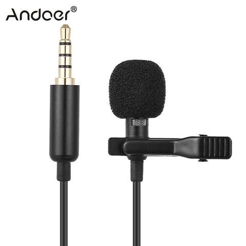 Andoer-Mini micrófono condensador portátil con Clip para teléfono móvil, EY-510A, Lapel Lavalier, con cable, para iPhone, cámara DSLR, portátil ► Foto 1/6