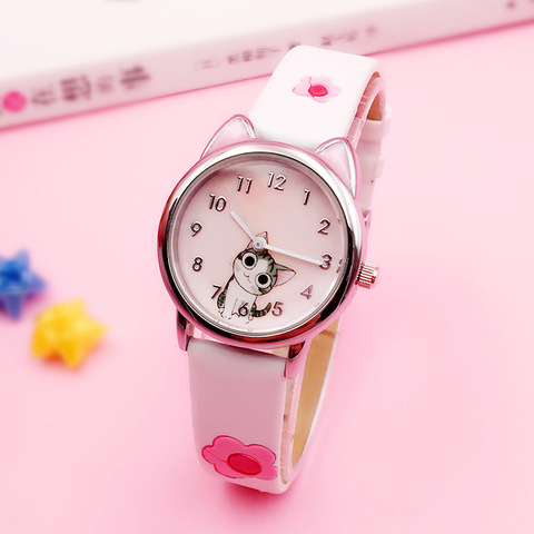 Reloj JOYROX con bonito diseño de gato y queso para niños, reloj analógico de cuarzo para niños y niñas, reloj para estudiante, regalo femenino ► Foto 1/6