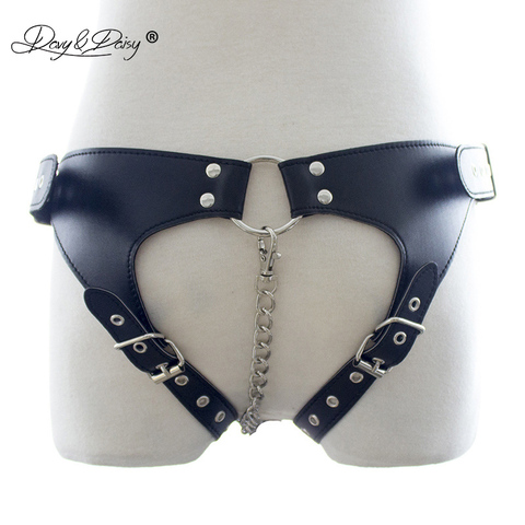 DAVYDAISY-Cinturón de castidad para mujer, bragas sexys con cadena de  entrepierna abierta, Tanga de cuero PU, lencería Sexy exótica, ropa interior  para mujer UN521 - Historial de precios y revisión | Vendedor