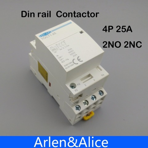 Contactor modular TOCT1 4P 25A 2NC 2NO 220V/230V 50/60HZ para el hogar, Contactor modular 2NC 2NO de raíl din ► Foto 1/6