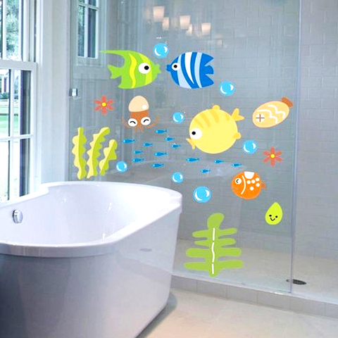 Burbujas peces pared calcomanías chico bebé habitación baño pared pegatina guardería dibujos animados océano Animal impermeable PVC hogar DIY Decoración ► Foto 1/6