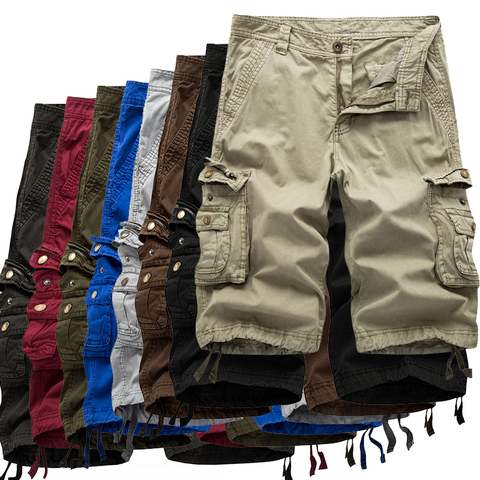 Pantalones cortos militares de carga para hombre, Shorts tácticos, informales, con múltiples bolsillos, de talla grande, para verano, 2022 ► Foto 1/5