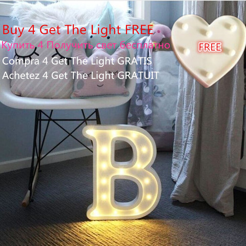 Letra luminosa Led nocturno luz creativa 26 alfabeto inglés Número lámpara Led batería romántica decoración para fiesta de boda Drop Ship ► Foto 1/6