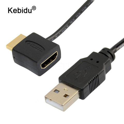 Kebidu-adaptador macho a hembra, convertidor de conector HDMI, compatible con Cable de alimentación de cargador USB 2,0 de 50cm ► Foto 1/6