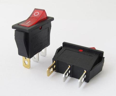 5 unids/lote KCD3 16A 250V/20A 125V 3 Pin-botón rojo interruptor basculante ligero interruptor de encendido basculante ► Foto 1/4