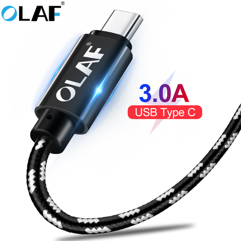 La OLAF USB tipo C 3A rápido de carga tipo-C USB Cable para Samsung para S10 S9 S8 Nota 9 8 Huawei Xiaomi mi 6 mi 9 USB-C cable de datos ► Foto 1/6