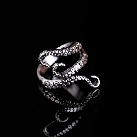 Rinhoo bien anillos de acero de titanio gótico mar profundo calamar pulpo anillo de joyería de moda abrió tamaño ajustable de alta calidad ► Foto 1/5