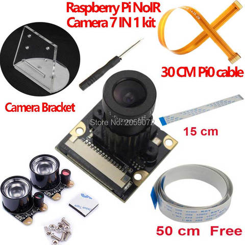 Raspberry Pi, módulo de cámara Focal de visión nocturna infrarroja ajustable Noir para Raspberry Pi 3, modelo B 4B zero w, soporte 7 en 1 ► Foto 1/6