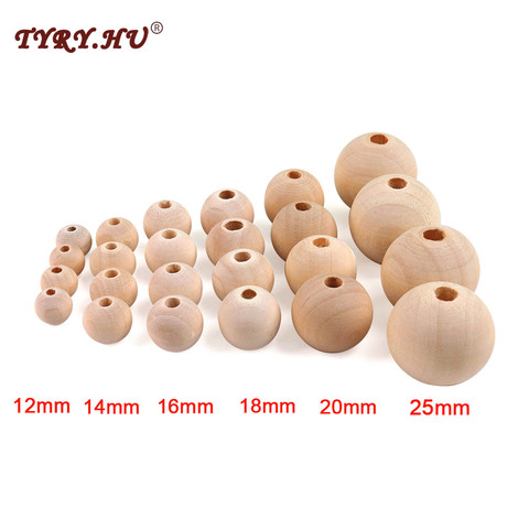 TYRY HU 20-100PC de madera Natural suelta perlas redondas DIY/12/14/16/18/20/25mm para collar de pulsera accesorios de joyería haciendo ► Foto 1/6