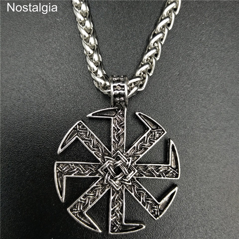 Nostalgia eslavo Kolovrat símbolo Wicca pagana joyería de rueda eslava Solar collar amuletos y talismanes ► Foto 1/6