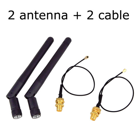 ¡2 unids/lote 2,4 GHz 3dBi WiFi 2,4g antena aérea RP-SMA hombre router inalámbrico + 17 cm PCI U! FL IPX a RP SMA macho Cable Pigtail ► Foto 1/6