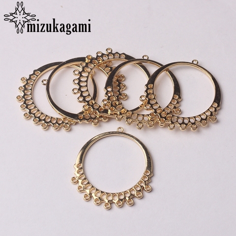 Charms de aleación de Zinc dorado, conector circular de forma redonda, borla, pendientes, accesorios para hacer joyas ► Foto 1/5