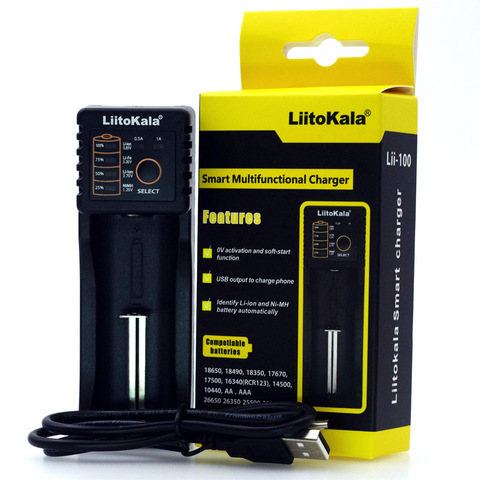Liitokala-cargador inteligente de batería de litio, Lii-100, 1,2 V, 3,7 V, 3,2 V, 3,85 V, AA/AAA, 18650, 18350, 26650, 10440, 14500, 16340, 25500, NiMH ► Foto 1/4