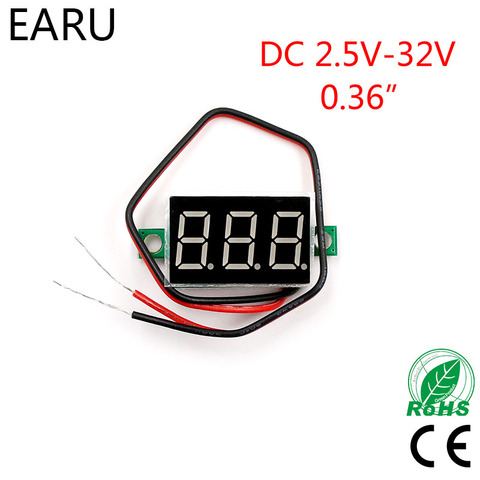 Pantalla de LED rojo Digital Mini 4,5 v-30 v voltímetro Tester medidor de voltaje para Electromobile de la motocicleta coche azul verde de la venta caliente ► Foto 1/6