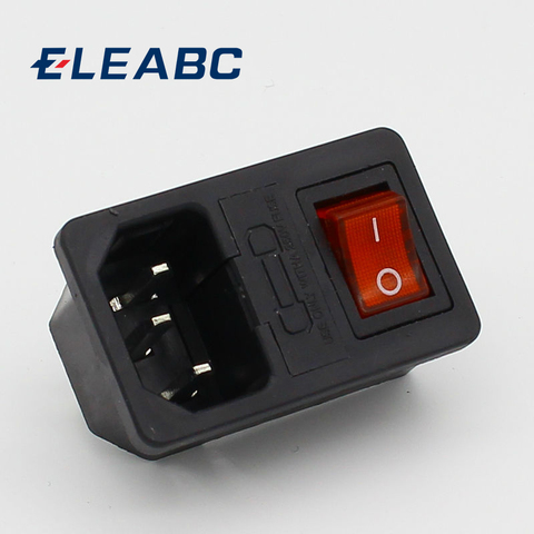 Con fusible 10A Rojo interruptor basculante con fusible IEC 320 C14 toma de corriente de entrada conector de interruptor de fusible conector de clavija ► Foto 1/5