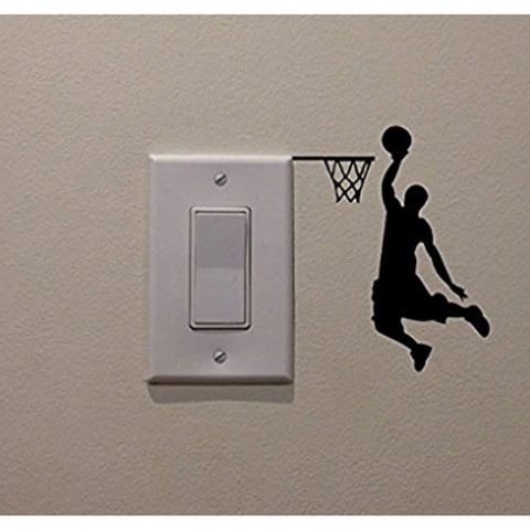 Pegatina de pared de volcada de jugador de baloncesto de dibujos animados, vinilo decorativo para el hogar, decoración para las paredes del salón, pegatinas de interruptor ► Foto 1/6