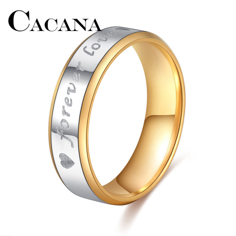CACANA anillos de acero inoxidable de titanio para las mujeres para siempre amor círculo compromiso de joyería de moda para hombres Partido de la boda ► Foto 1/6
